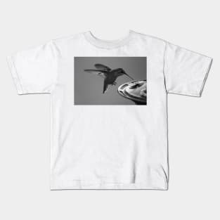 Hummingbird at Feeder Black and White 2 or 3 Kids T-Shirt